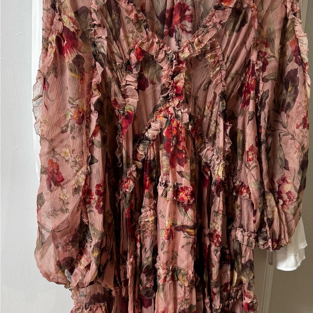 Pink Floral Ruffled   Dress - Picture 3 of 14